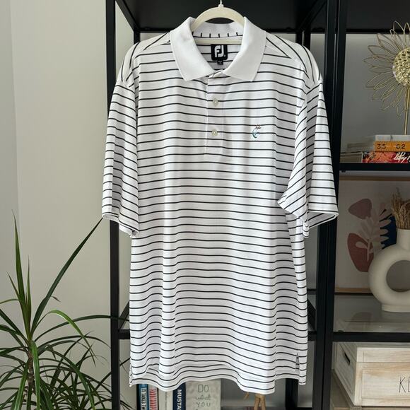 FootJoy Other - FootJoy White Black Striped Short Sleeves Golf Polo Shirt Men’s Size Medium